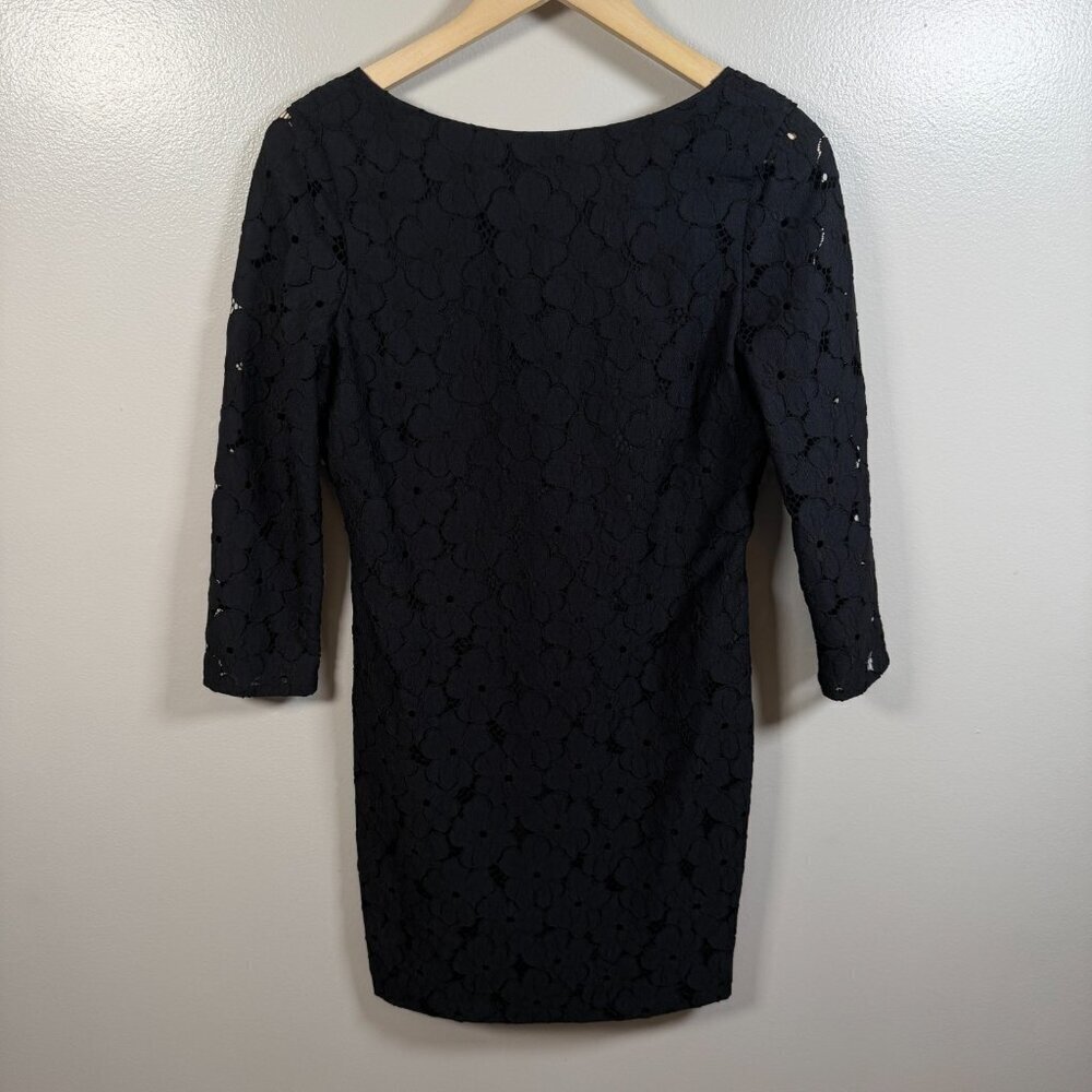 DVF Diane Von Furstenberg Sarita Flower Lace Sheath Dress Size 4 Black Event